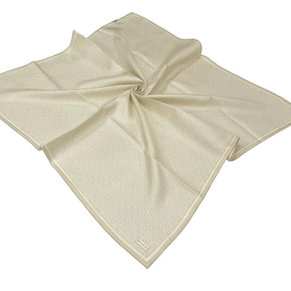 Vakko Twill İpek Eşarp - Helezon Monogram - Krem Sarı