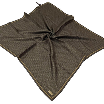 Vakko Twill İpek Eşarp - Helezon Monogram - Kahve Gold