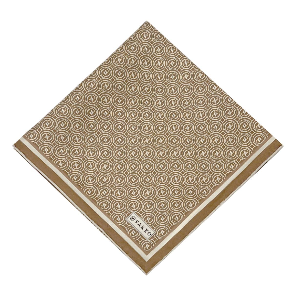 Vakko Twill İpek Eşarp - Helezon Monogram - Karamel