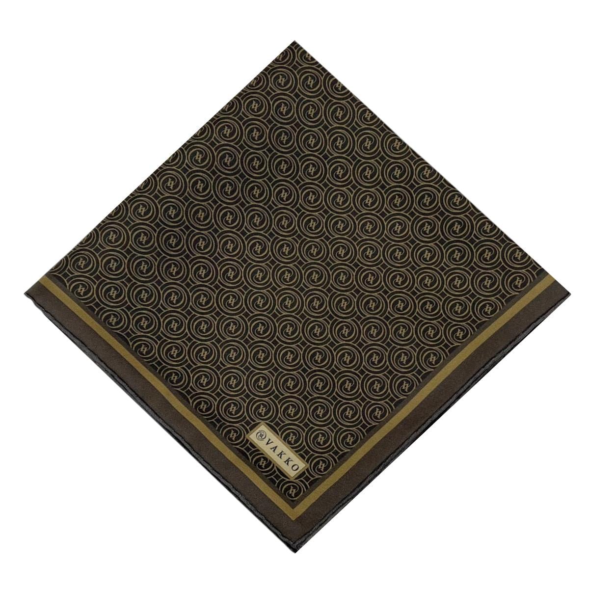 Vakko Twill İpek Eşarp - Helezon Monogram - Kahve Gold