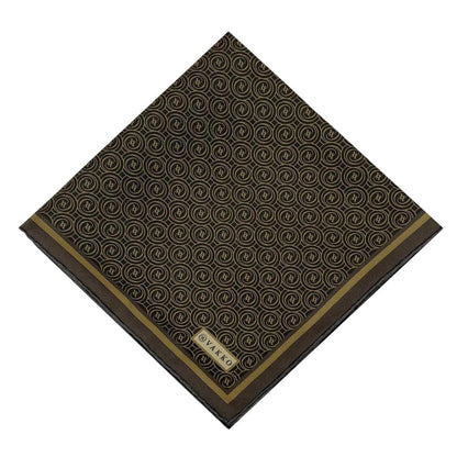 Vakko Twill İpek Eşarp - Helezon Monogram - Kahve Gold