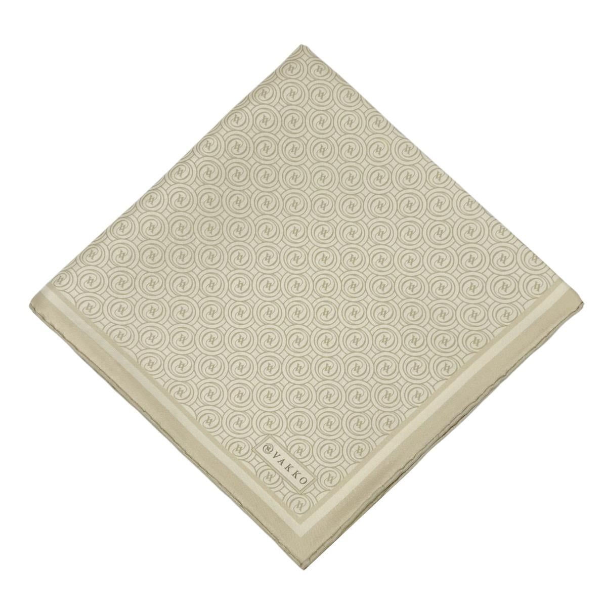 Vakko Twill İpek Eşarp - Helezon Monogram - Krem Sarı