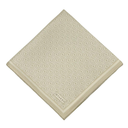 Vakko Twill İpek Eşarp - Helezon Monogram - Krem Sarı