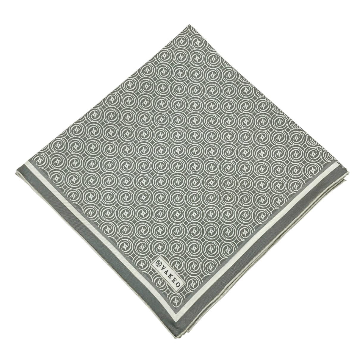 Vakko Twill İpek Eşarp - Helezon Monogram - Kurşun Gri