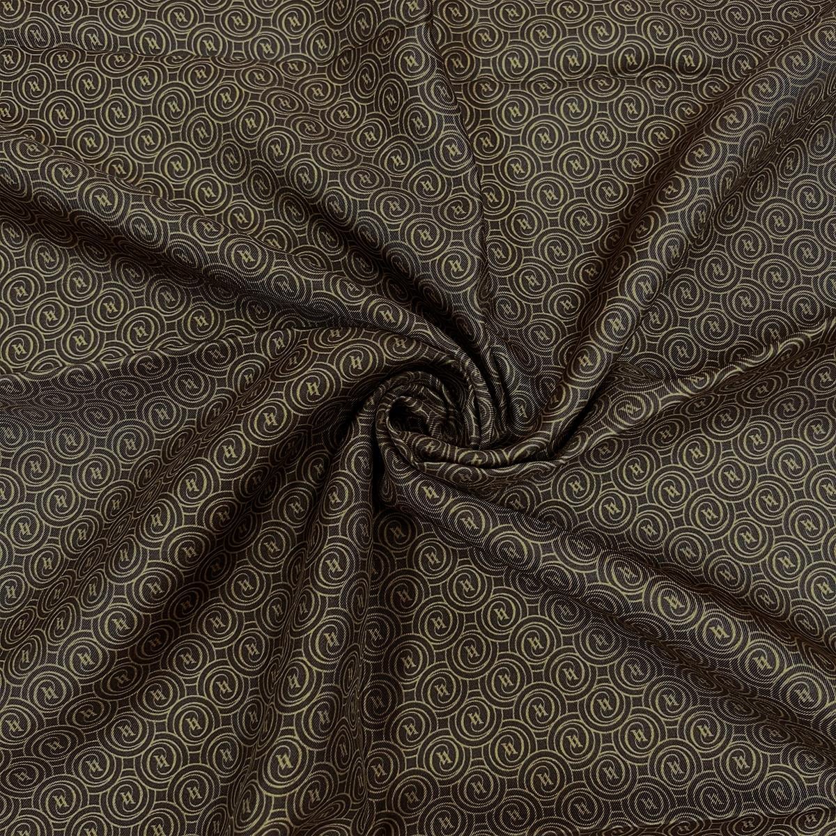 Vakko Twill İpek Eşarp - Helezon Monogram - Kahve Gold