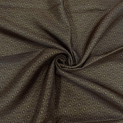 Vakko Twill İpek Eşarp - Helezon Monogram - Kahve Gold