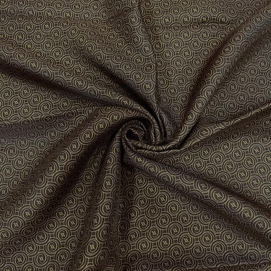 Vakko Twill İpek Eşarp - Helezon Monogram - Kahve Gold