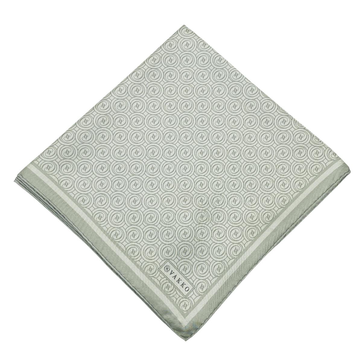Vakko Twill İpek Eşarp - Helezon Monogram - Soft Yeşil