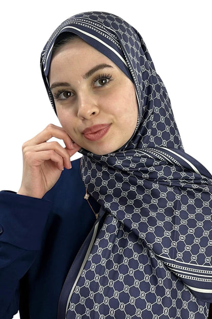 Vakko Twill İpek Şal - Özel Seri - Açık Lacivert