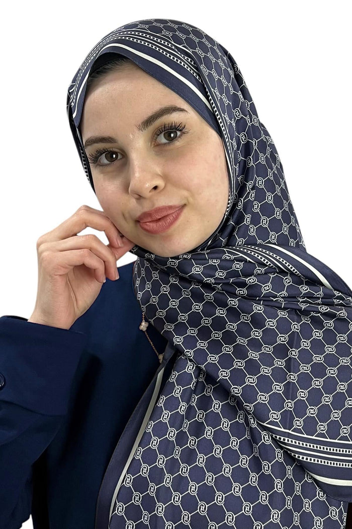 Vakko Twill İpek Şal - Özel Seri - Açık Lacivert