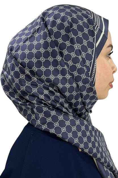 Vakko Twill İpek Şal - Özel Seri - Açık Lacivert