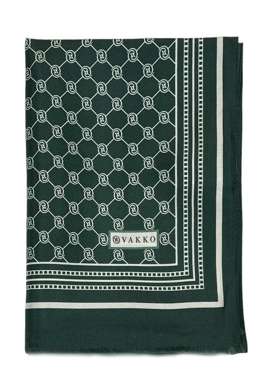 Vakko Twill İpek Şal - Özel Seri - Koyu Yeşil
