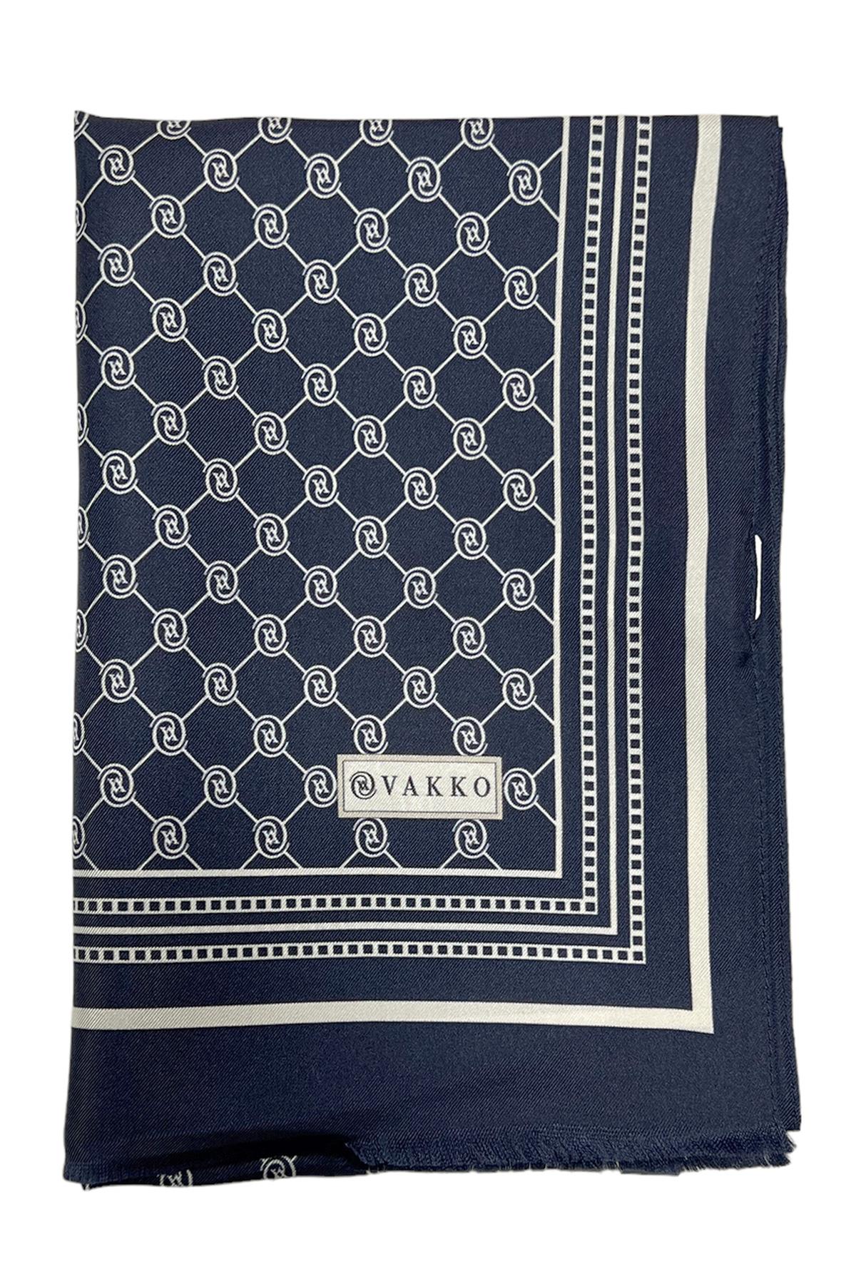 Vakko Twill İpek Şal - Özel Seri - Lacivert