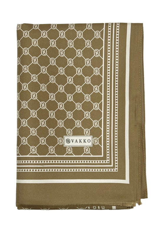 Vakko Twill İpek Şal - Özel Seri - Sütlü Kahve