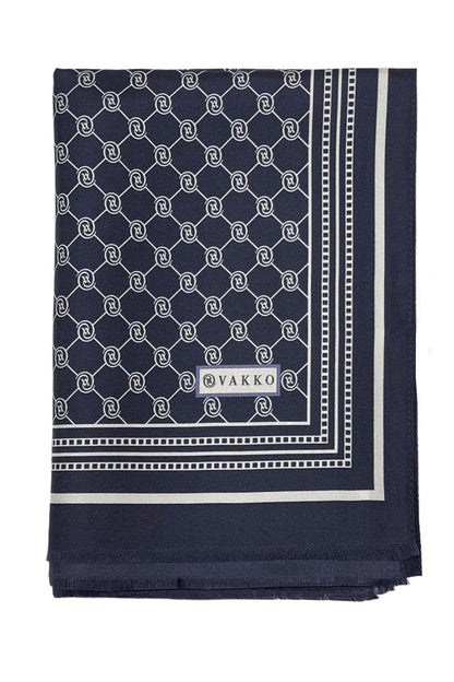 Vakko Twill İpek Şal - Özel Seri - Açık Lacivert