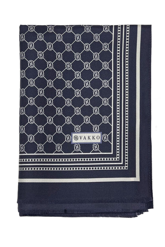 Vakko Twill İpek Şal - Özel Seri - Açık Lacivert