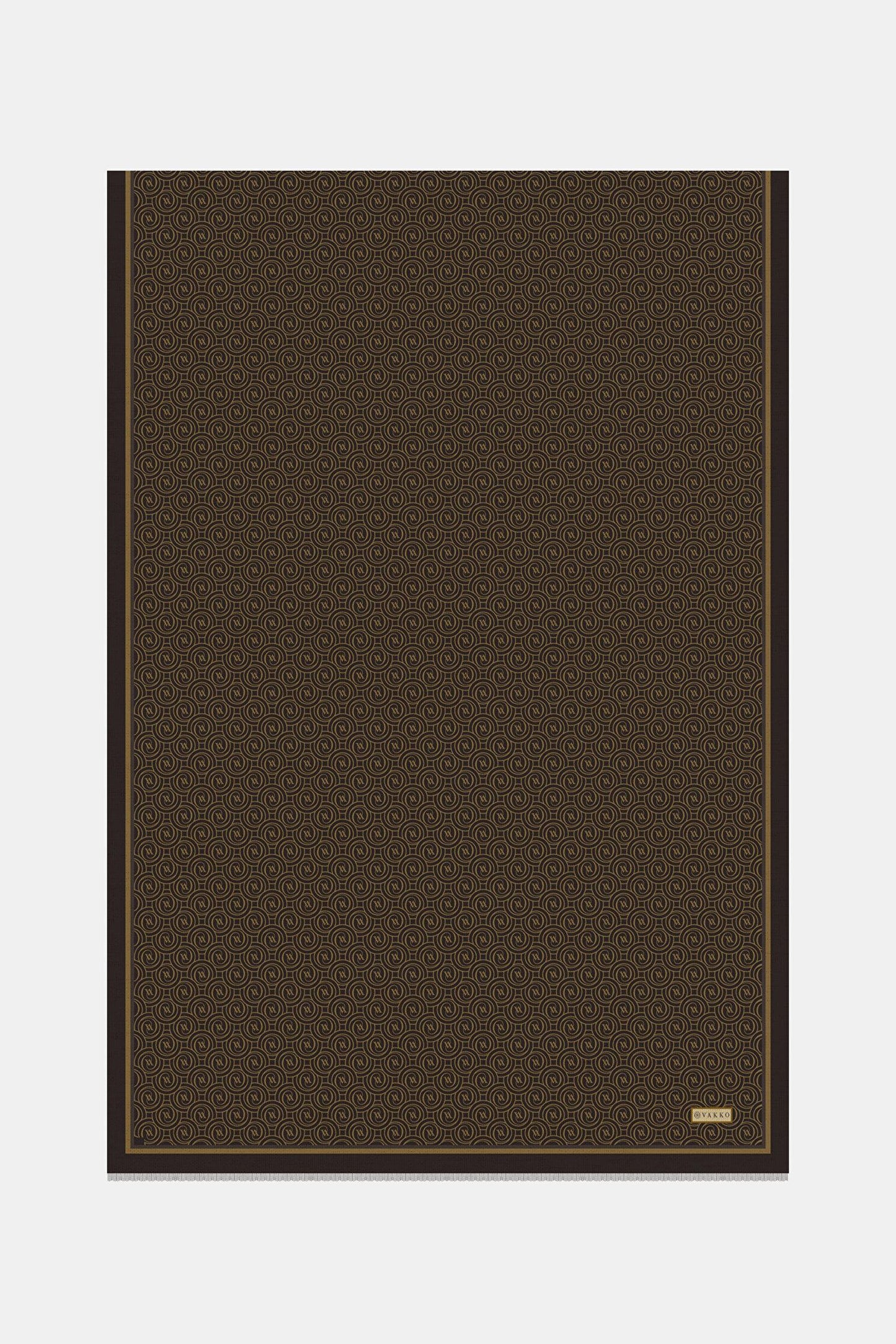 Vakko Twill İpek Şal - Helezon Monogram - Acı Kahve