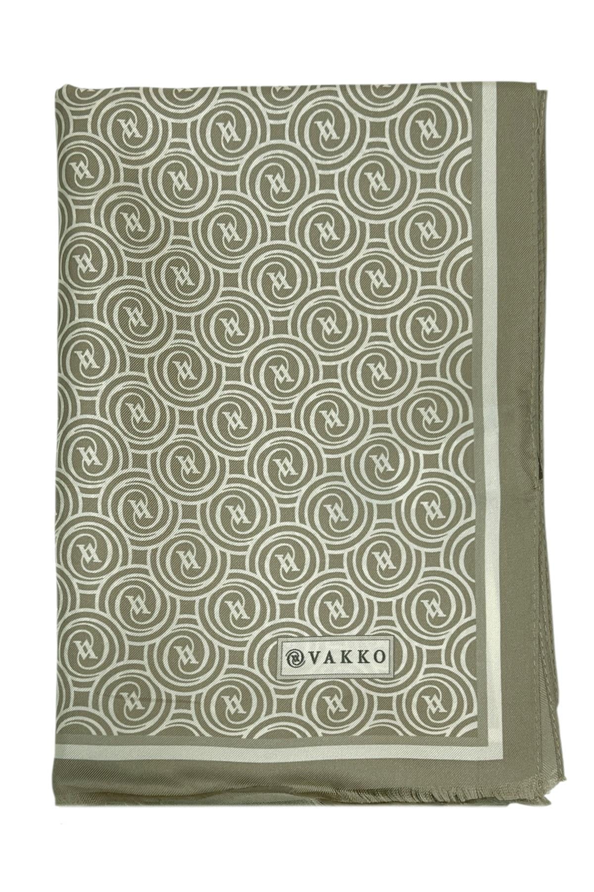 Vakko Twill İpek Şal - Helezon Monogram - Açık Yeşil