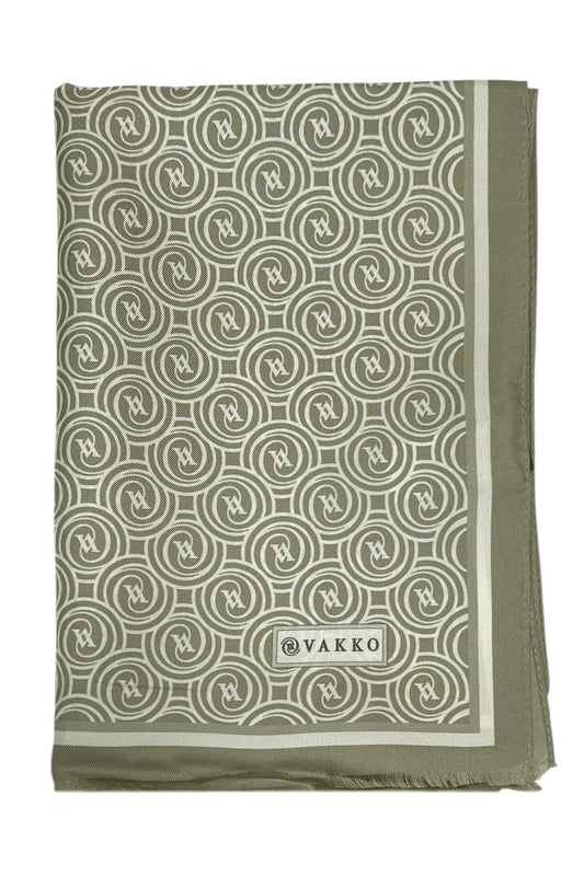 Vakko Twill İpek Şal - Helezon Monogram - Açık Yeşil