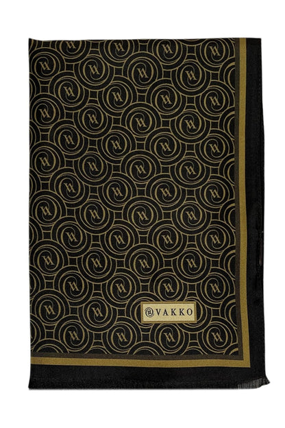 Vakko Twill İpek Şal - Helezon Monogram - Acı Kahve