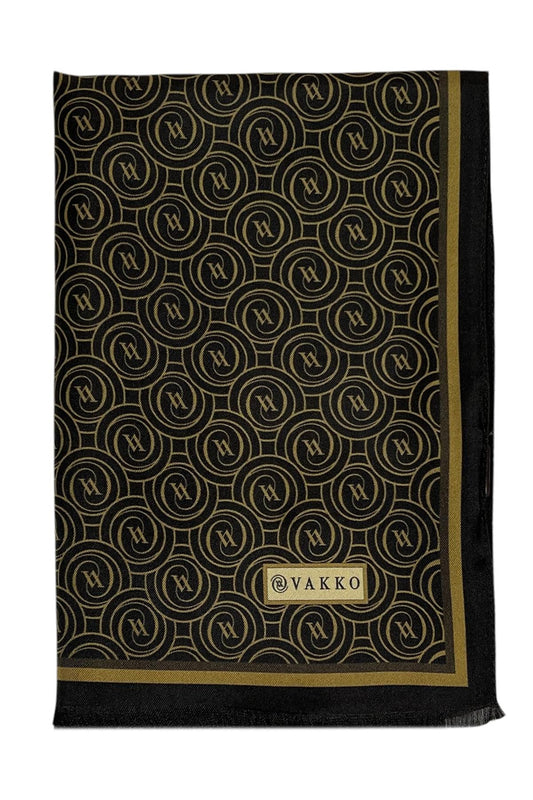 Vakko Twill İpek Şal - Helezon Monogram - Acı Kahve