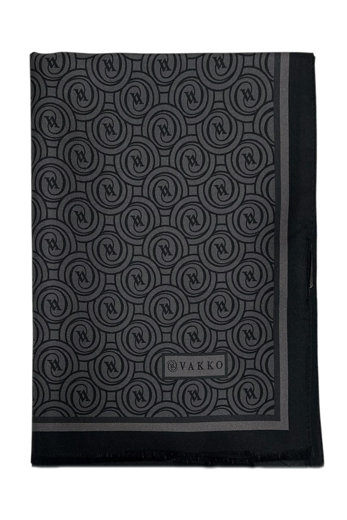 Vakko Twill İpek Şal - Helezon Monogram - Antrasit