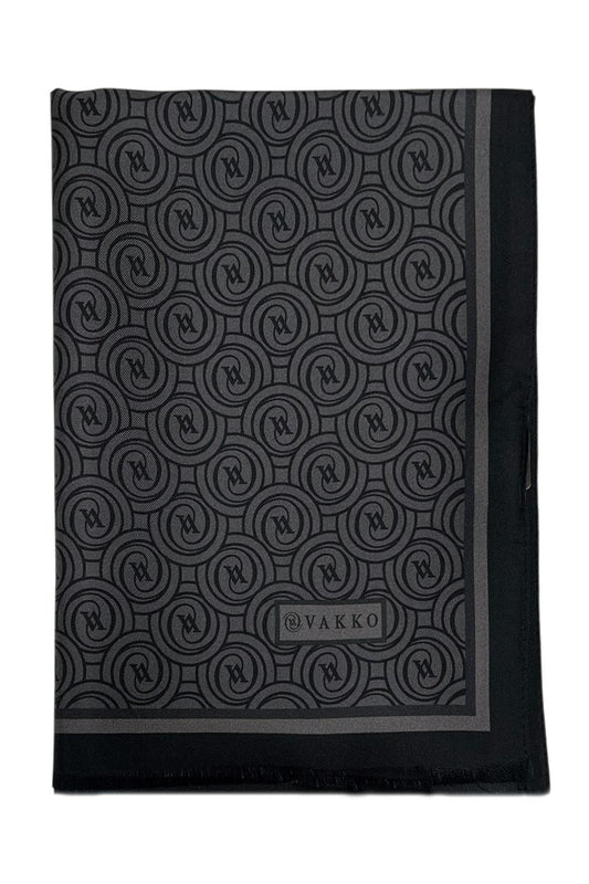 Vakko Twill İpek Şal - Helezon Monogram - Antrasit