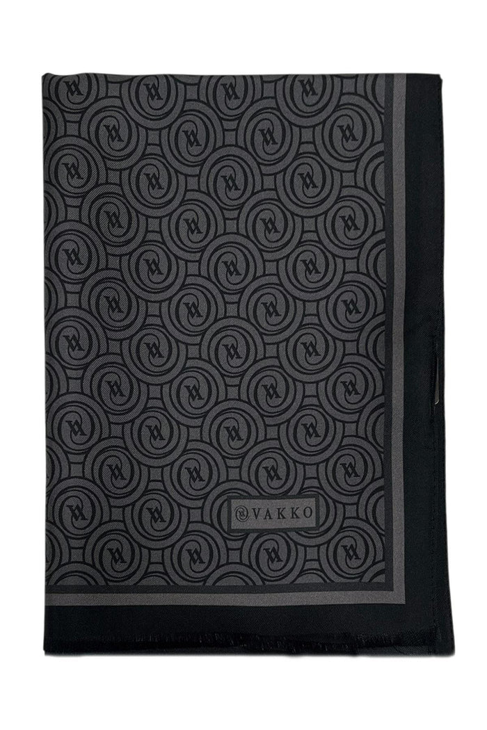 Vakko Twill İpek Şal - Helezon Monogram - Antrasit