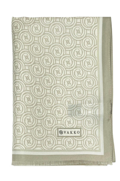 Vakko Twill İpek Şal - Helezon Monogram - Bej