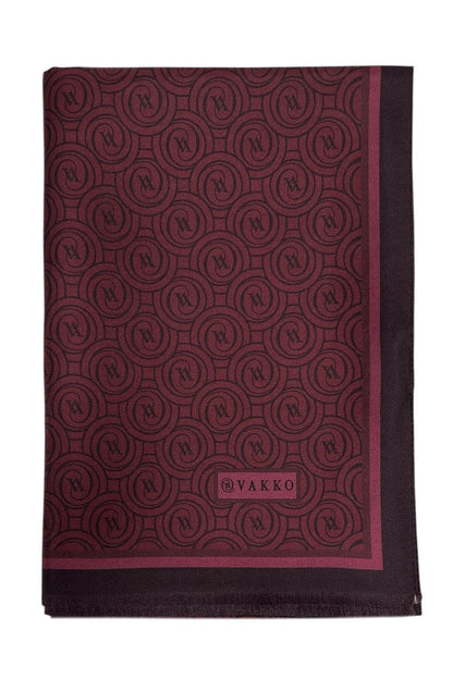 Vakko Twill İpek Şal - Helezon Monogram - Bordo
