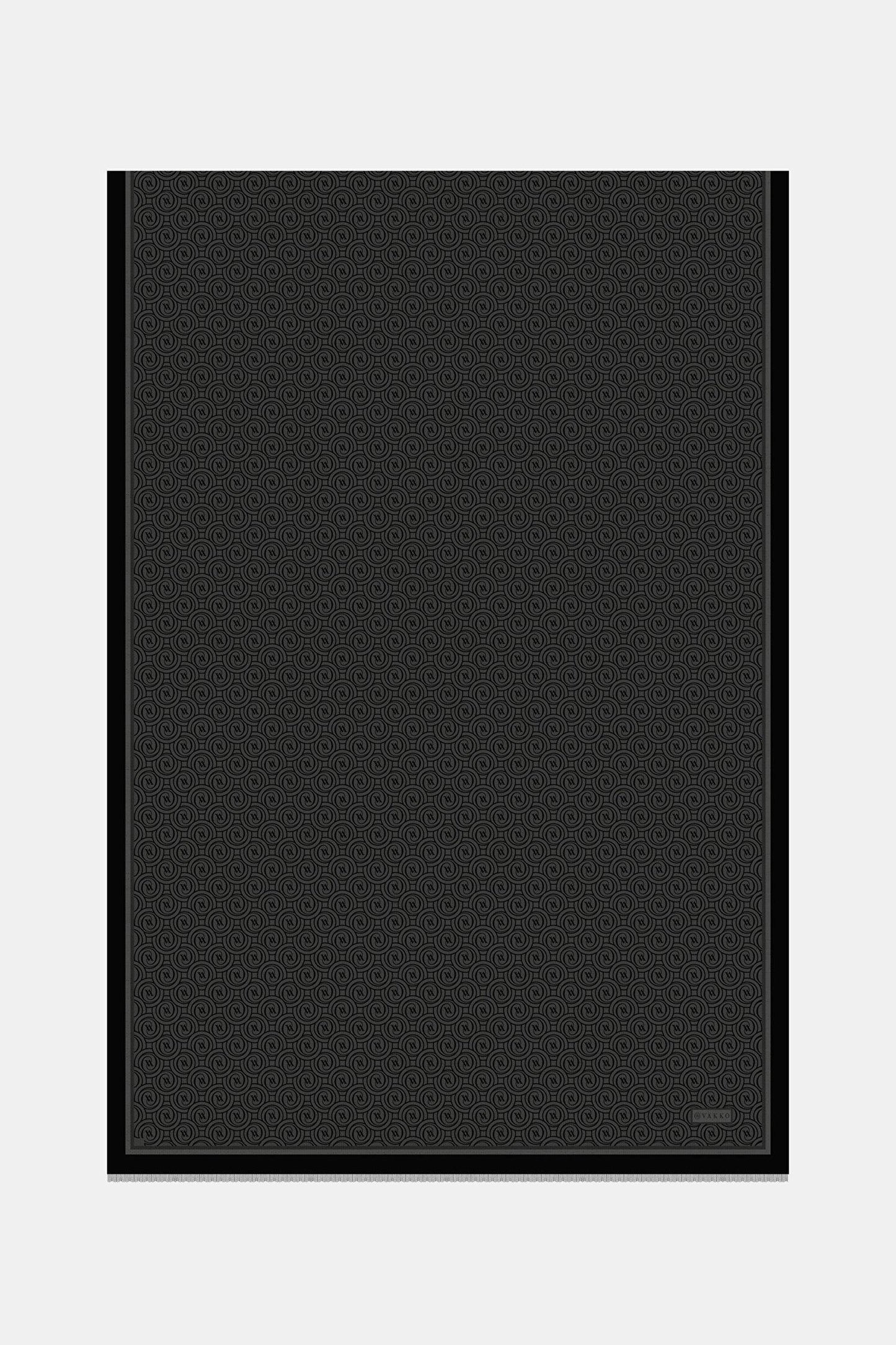 Vakko Twill İpek Şal - Helezon Monogram - Füme