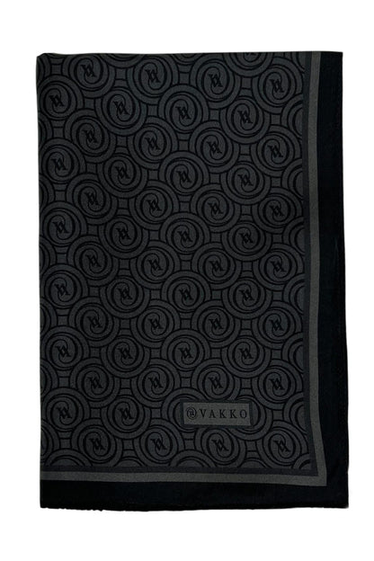 Vakko Twill İpek Şal - Helezon Monogram - Füme