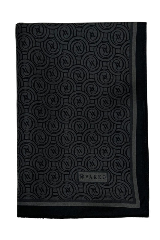 Vakko Twill İpek Şal - Helezon Monogram - Füme