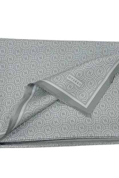 Vakko Twill İpek Şal - Helezon Monogram - Gri Füme