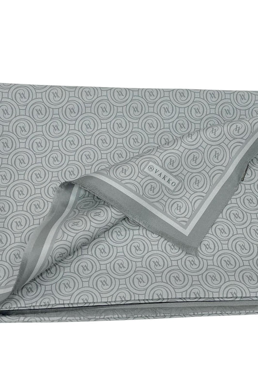 Vakko Twill İpek Şal - Helezon Monogram - Gri Füme