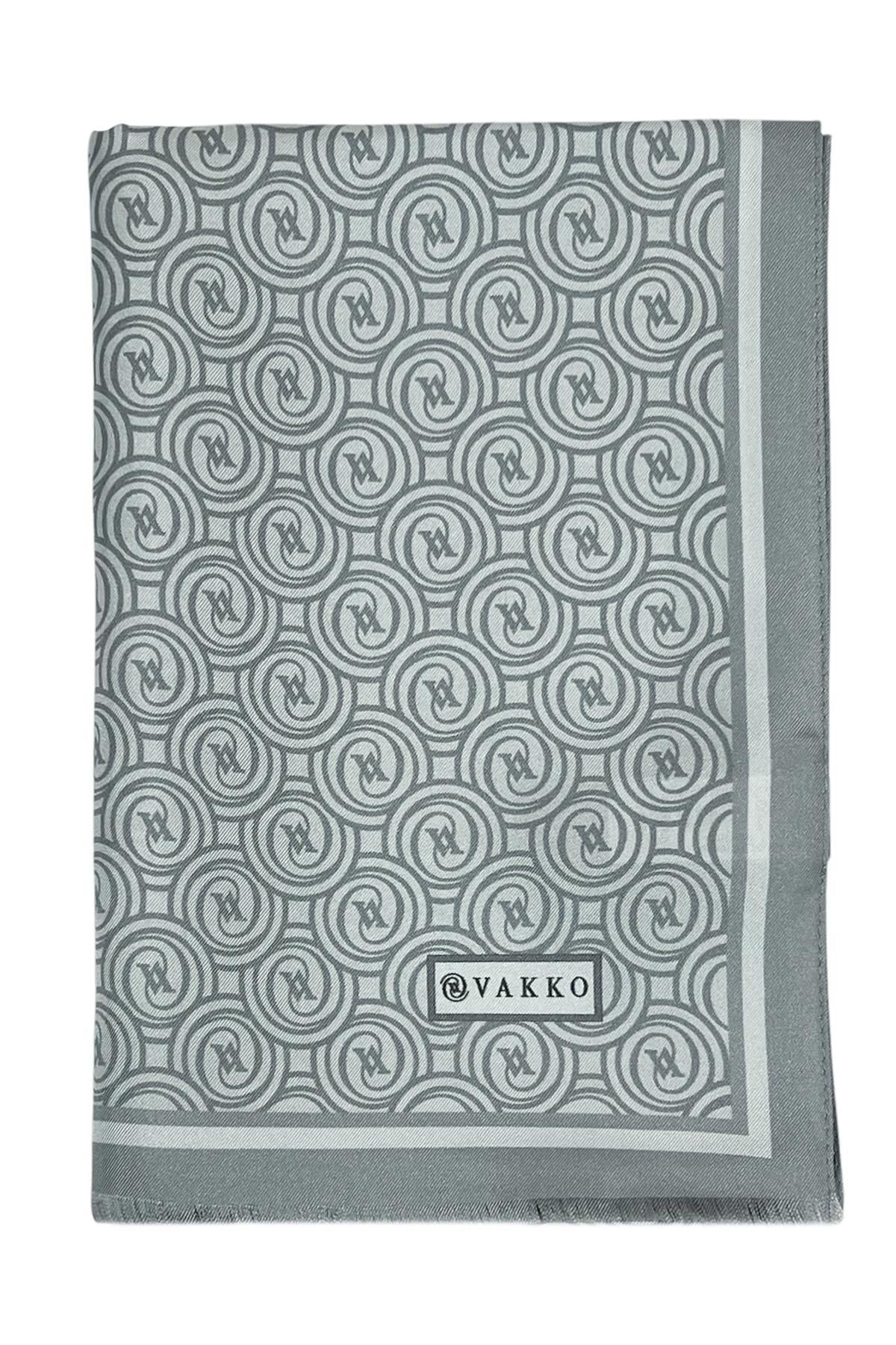 Vakko Twill İpek Şal - Helezon Monogram - Gümüş