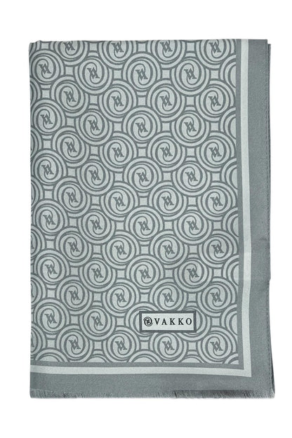 Vakko Twill İpek Şal - Helezon Monogram - Gümüş