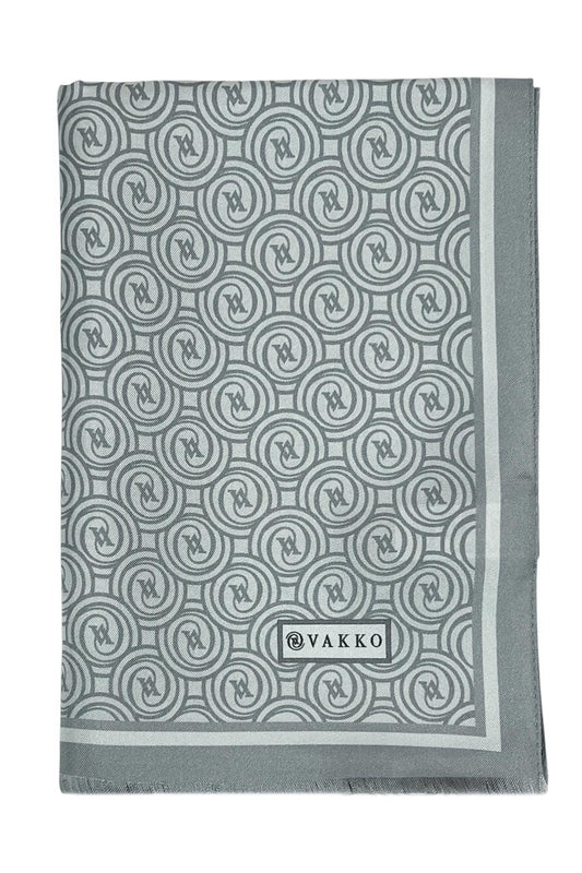 Vakko Twill İpek Şal - Helezon Monogram - Gümüş
