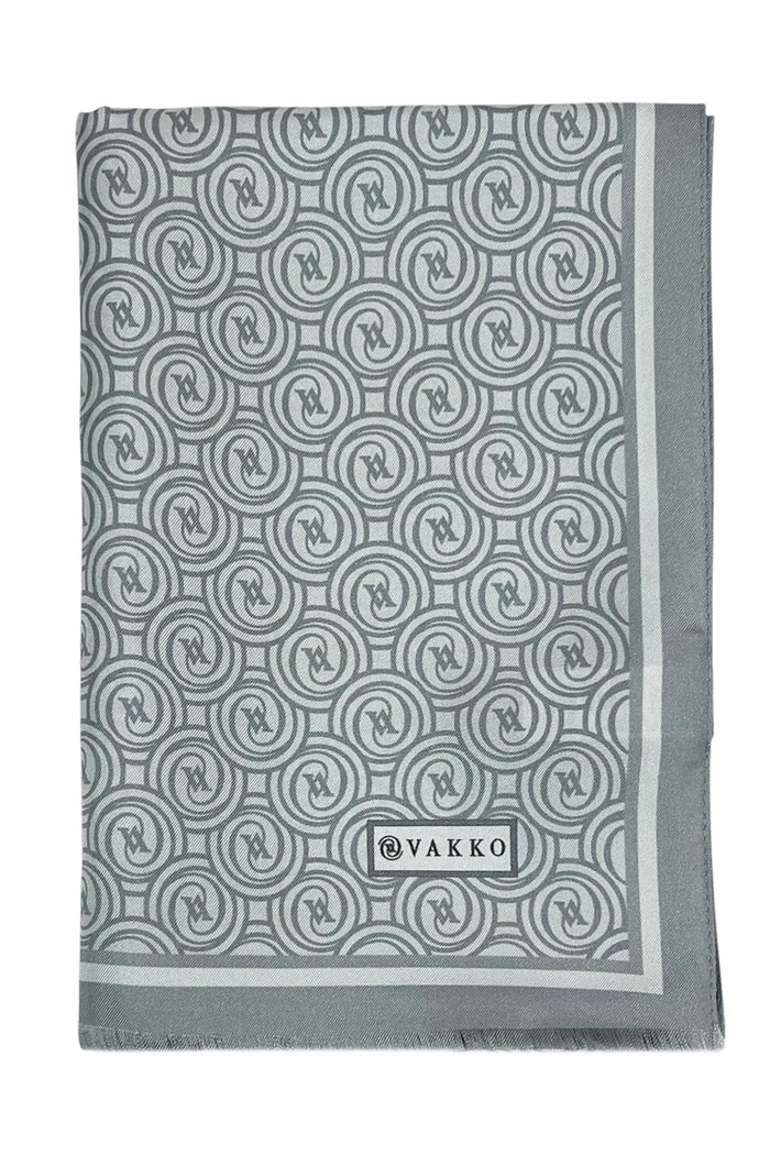 Vakko Twill İpek Şal - Helezon Monogram - Gümüş