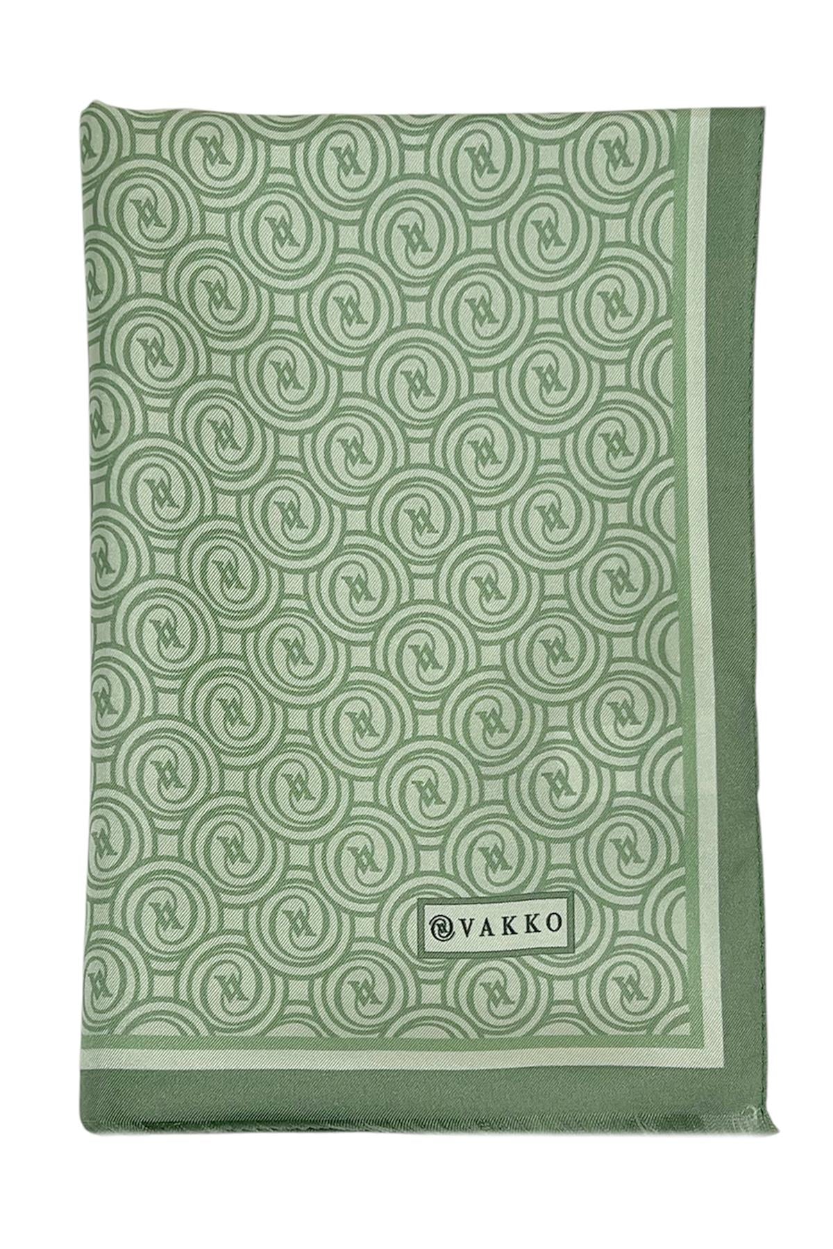 Vakko Twill İpek Şal - Helezon Monogram - Keten Yeşili