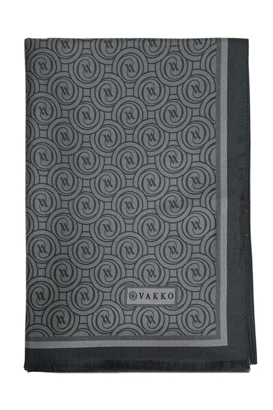 Vakko Twill İpek Şal - Helezon Monogram - Koyu Gri