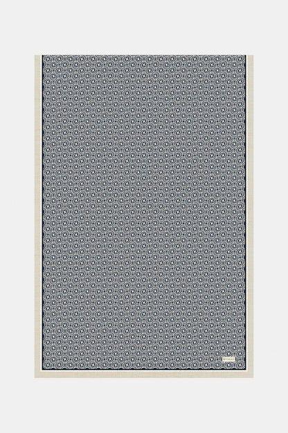 Vakko Twill İpek Şal - Helezon Monogram - Lacivert Ekru