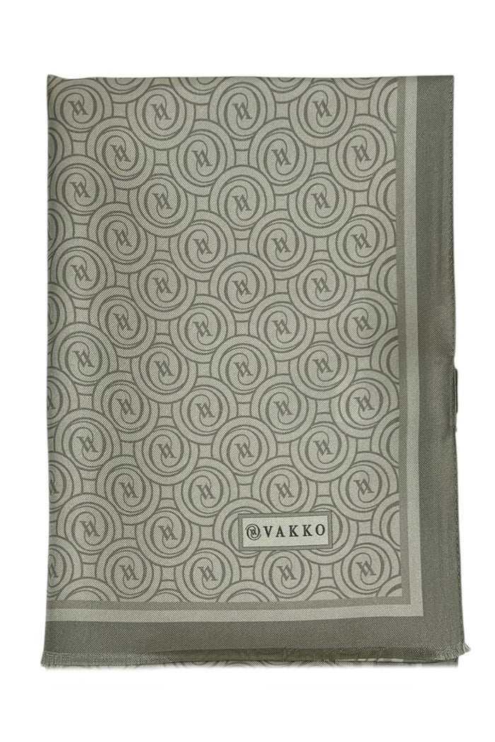 Vakko Twill İpek Şal - Helezon Monogram - Soft Çağla