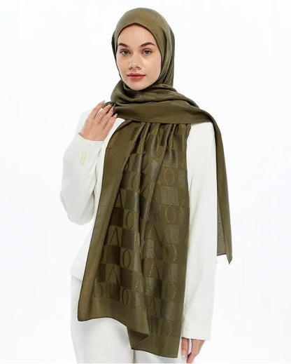 Valentino Orlandi Alia Şal - Dama Desenli - Haki