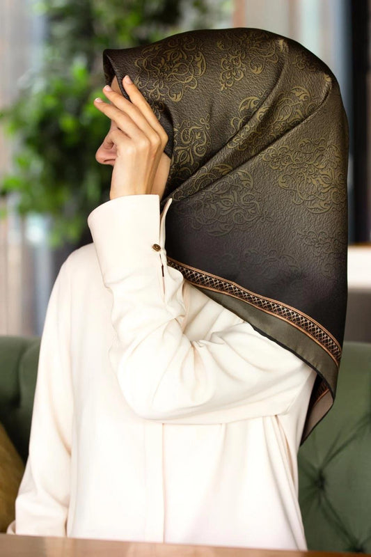 Vissona Twill İpek Eşarp - 10655 - 0011 Haki