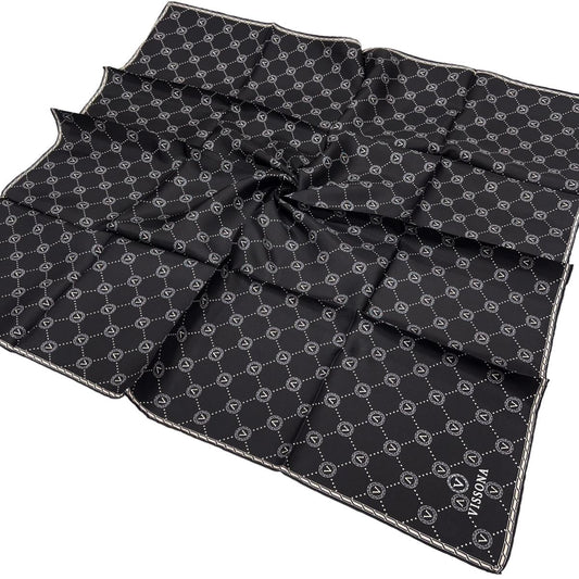 Vissona Twill İpek Eşarp - 52033 - 0001-0003 Siyah Krem