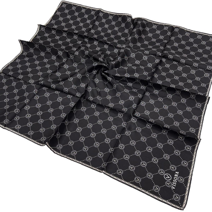 Vissona Twill İpek Eşarp - 52033 - 0001-0003 Siyah Krem