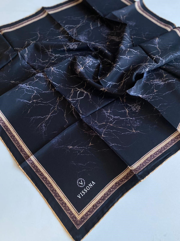 Vissona Twill İpek Eşarp - 60307 - 0001 Siyah