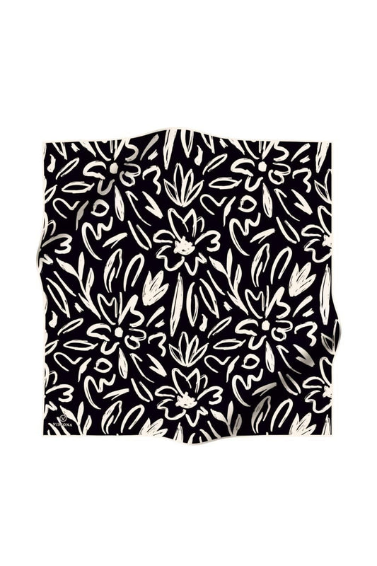 Vissona Twill İpek Eşarp - 60337 - 0001-0003 Siyah Krem