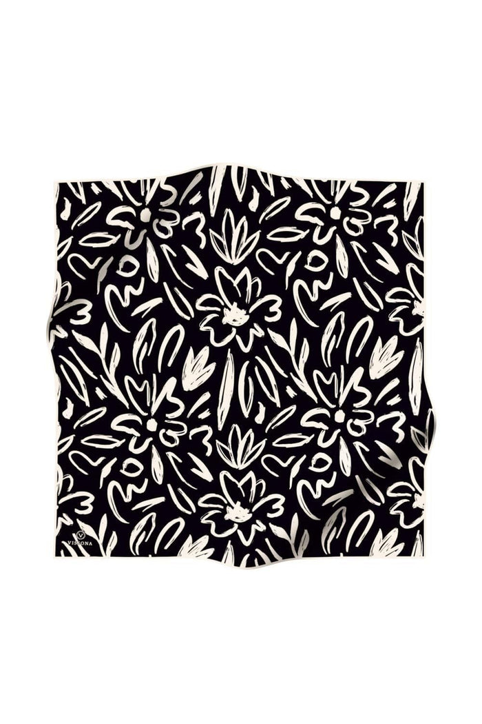Vissona Twill İpek Eşarp - 60337 - 0001-0003 Siyah Krem